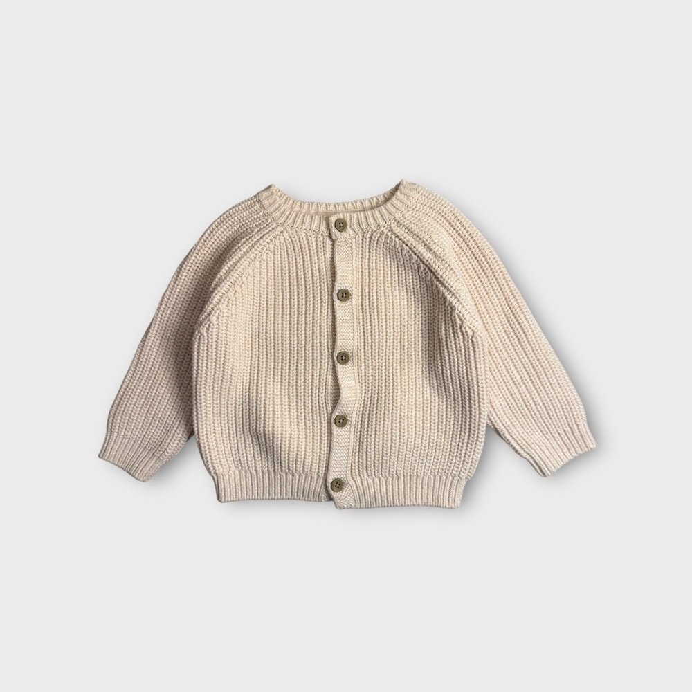 Rock A Bye Baby Boutique Text “Hello” Cream Knit Cardigan